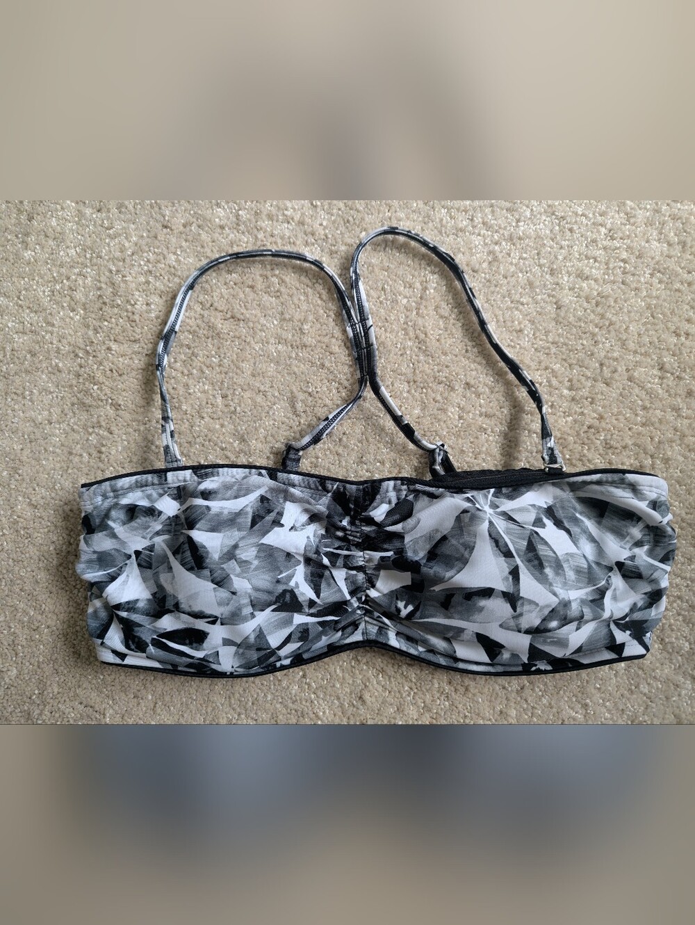 Athleta Black/White Bandeau Top w/Removable Straps - Sz 38 B/C